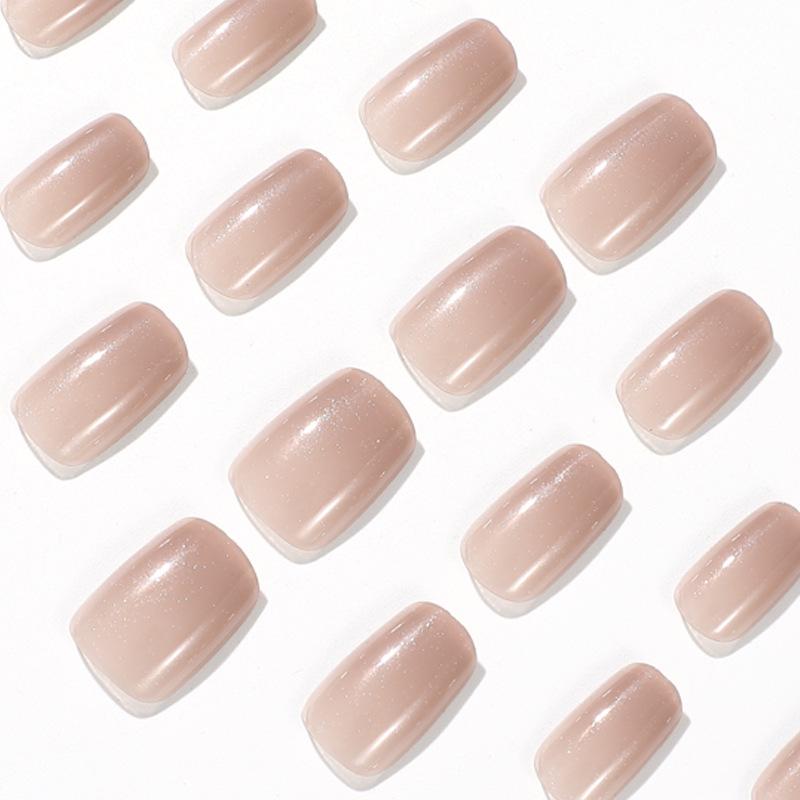 Wearable Nude Pearl Glitter Manicure: High-Quality Detachable False Nail Tips