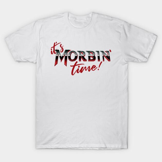 Asian Size Men Black Print T-shirt It S Morbin Time V2 No-Cut Print Cotton Tshirt S белый