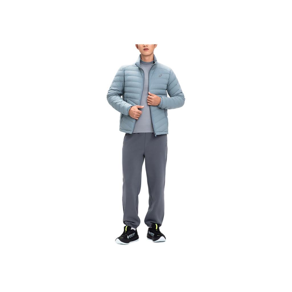 Asics Série Style de Vie Sportif Couleur Unie Polyvalent Chaud Veste de Sport à Manches Longues Manteau en Duvet Vestes Homme Gris Bleu 2031E864-400