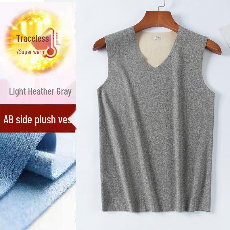 Two-Tone AB Surface German Velvet Men's Wool Silk Seamless Warm Vest - Thickened with Velvet Base Layer