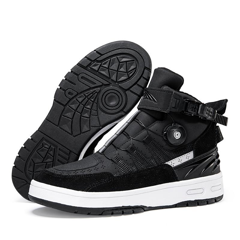 

Мотоциклетные ботинки Four Seasons, большие размеры, вращающиеся кнопки, кожаные противоскользящие, противоударные, мотоциклетные ботинки, мужская спортивная обувь 43 чёрный