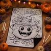 Kreativní sady pro relaxaci Halloween DIY deka na vybarvování se 24 fixami, Vybarvěte si vlastní přehoz, Přizpůsobitelná dekorace na postel, Deka,