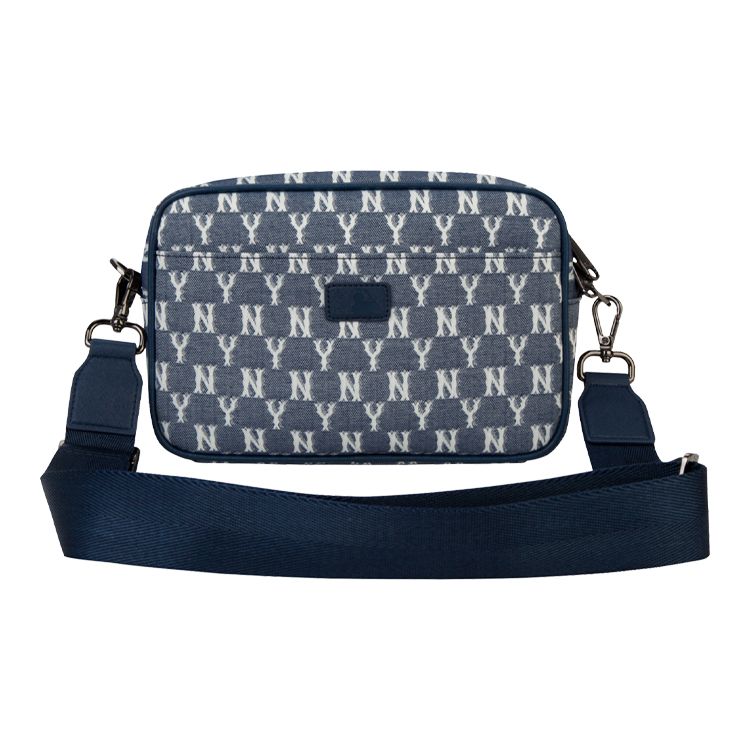 MLB Monogram Series NY Yankees Retro All Over Print Jacquard Detachable Polyester Shoulder Bag Unisex Shoulder Bag Denim-Blue 32BGDC011-50N