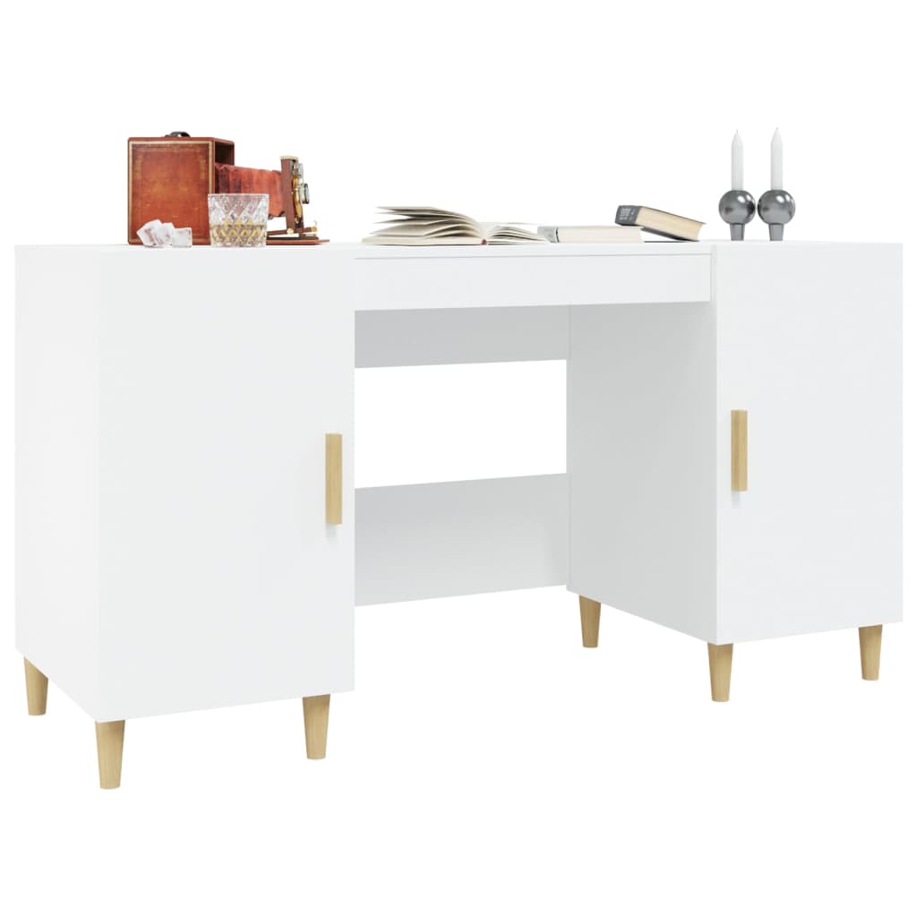 Vidaxl Desk, White, 140X50X75 Cm, Wood-based Material