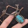 Copper Blue Turquoise Necklace Copper Wire Wrapped Necklace Gemstone Jewelry Handmade Adjustable Necklace Dainty Copper Jewelry Gift For Mom