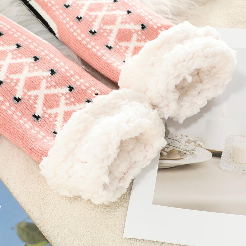 1 Pair Thermal Fluffy Women Socks Winter Warm Plush Non Slip Home Sleeping Soft Female Floor Grip Fuzzy Funny Sock