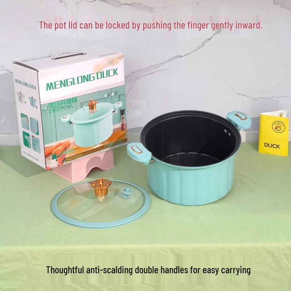 Large Capacity Non-Stick Enamel Soup Pot - Multi-Functional Double-Handled for Low Pressure Cooking