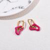 New Fashion Enamel Heart Stainless Steel Ear Buckle Hoop Earrings For Women Vintage Love Gold Color Pendant Female Jewelry Gift