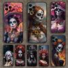 Mexican Catrina Skull Girl Phone Case For Apple iPhone 15,14,13,12,11,Pro,X,XS,Max,XR,Plus,Mini Soft Black Cover