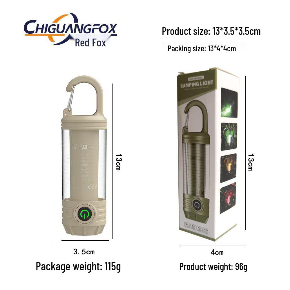 LED Camping Lantern with Three-Color Modes, Type-C Charging, Emergency Flashlight, and Atmosphere Light