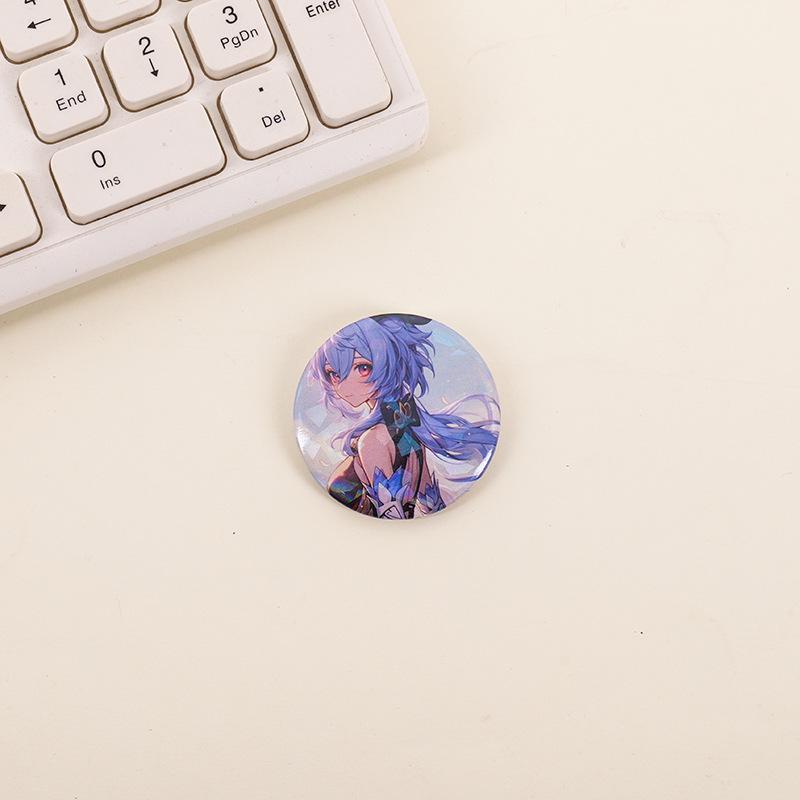 Genshin Impact Tinplate Brooch Set: Keqing, Xiao, Hu Tao, Klee, Kazuha - Cute Character Button Pendant Collection