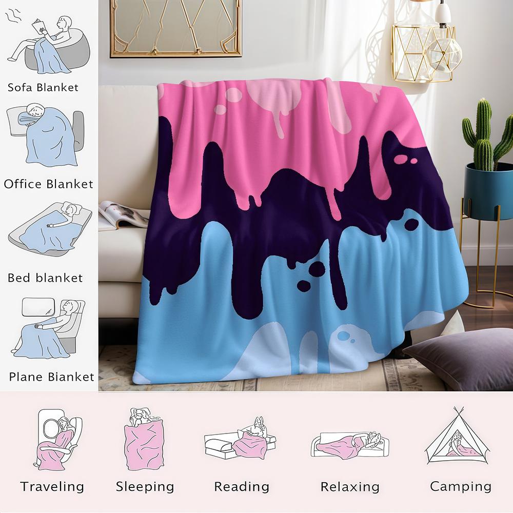 Pink Drip Gradient Flannel Blanket Warm Soft Halloween Christmas Couch Warm Cozy Decorative Decor Gift for All Season