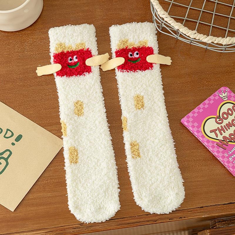 Baby Socks Cartoon Animal Cute Sweet Mid Tube Socks Winter Thick Soft Comfortable Girls Boys Coral Fleece Floor Socks