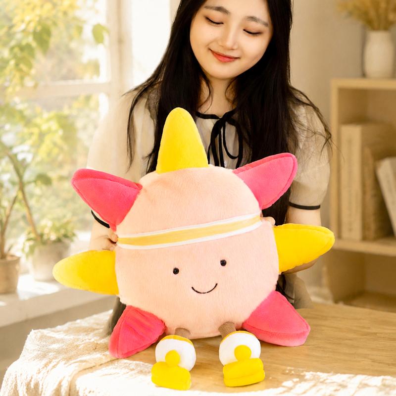 35cm Fun Cute Sun Plush Doll Pillow Colorful Roller Skating Rainbow Smile Sun Sky Plush Toy Home Decor Gift For Kids