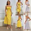 2026 Summer New French Smudge Floral Suspender Long Dress Slim Holiday Sexy Suspender Skirt Woman