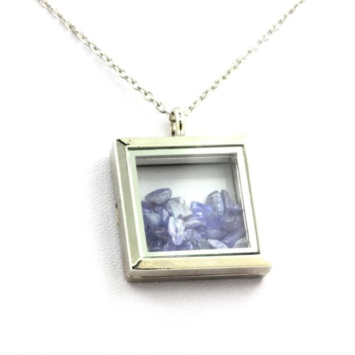 Collier - ABIJOUX - Tanzanite brut - Acier inoxydable - Argent - Mixte enfant/adulte