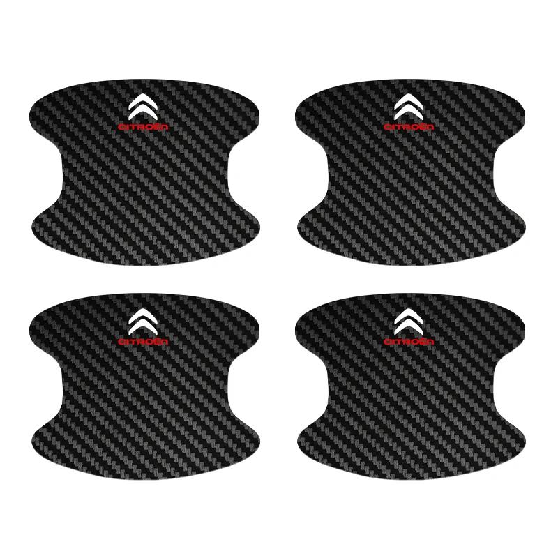 

4PCS Car Door Handle Bowl Scratch Protector Carbon Fiber Stickers For Citroen C1 C2 C3 C4 C5 C6 C8 C4L DS3 DS4 DS5 DS5LS DS6