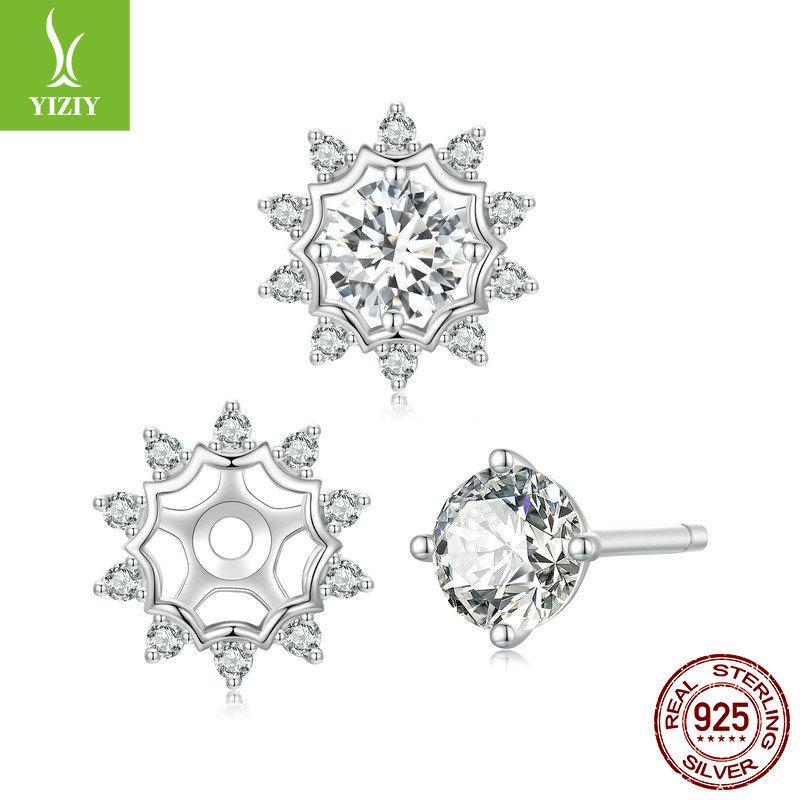 Bright Shining 50-Point Moissanite Stud Earrings, High-End Multi-Wear Method 925 Sterling Silver Stud Earrings