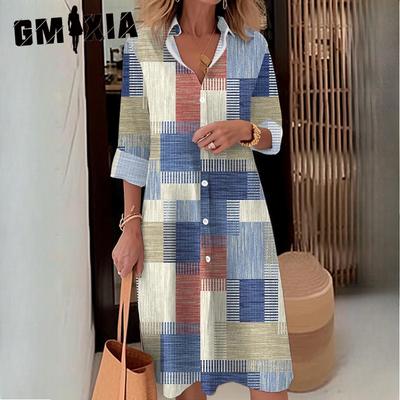 Chemise ample à manches longues et col boutonné pour femme, style décontracté, collection automne et hiver