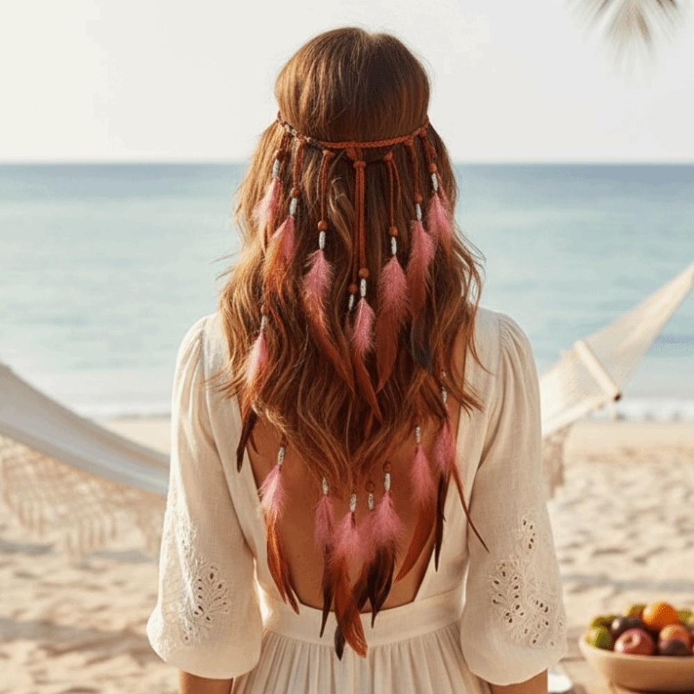 Vibrant Orange Plumage Tribal Hair Extension Feather Hair Accessories Free-spirited Fashionistas