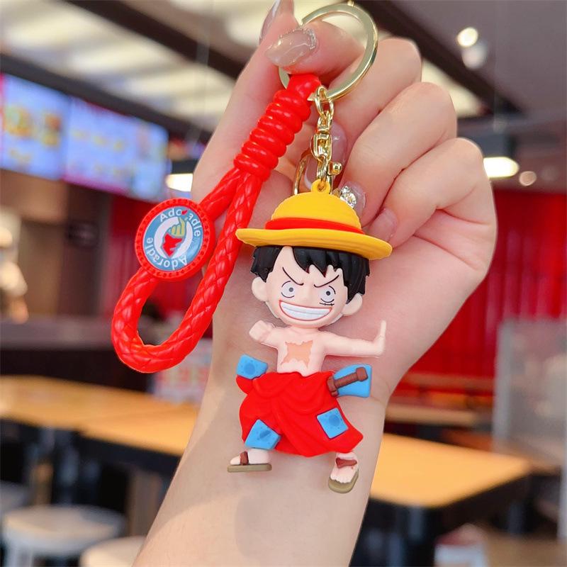 Cartoon One Piece Keychain: PVC Figurine Charm for Bags & Cars, Cute Gift