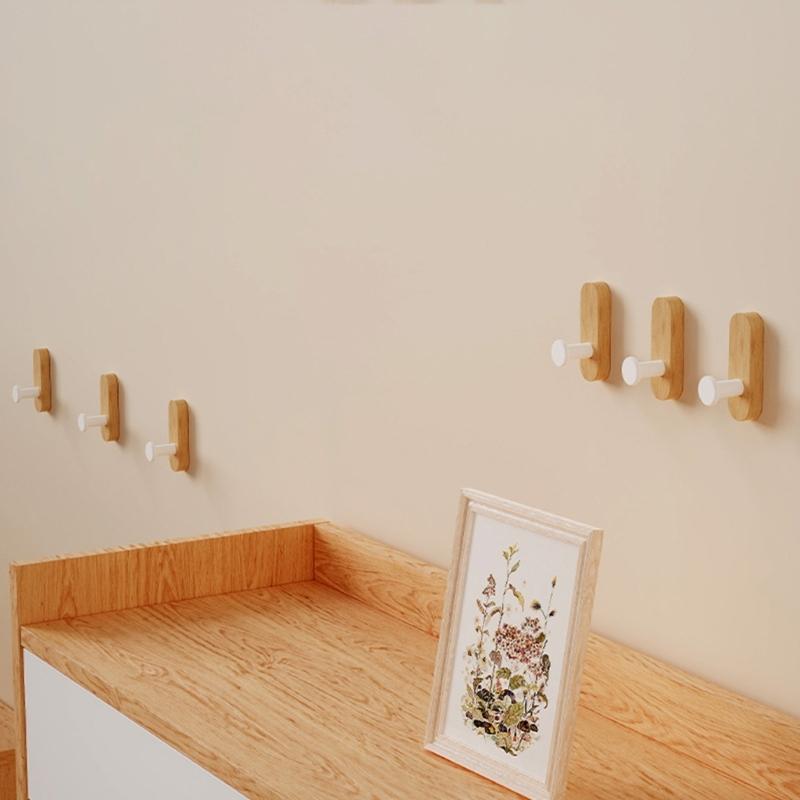 Sturdy Wood Adhesive Wall Hook Easy Mounting For Kitchen Bathroom Storage Organizers