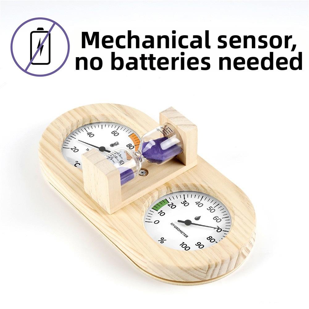 Wooden Sauna Thermometer Hygrometer 3in1 with 15 Minute Timer for For ROOM BathFor ROOM and Sauna Environments