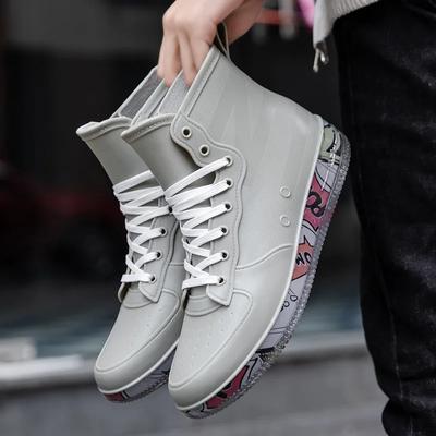 Men Rain Boots Fashion Trendy Nude Boots Anti-skid Work Chef Shoes Durable Waterproof Rubber Fishing Shoes Male Sneakers 2024New