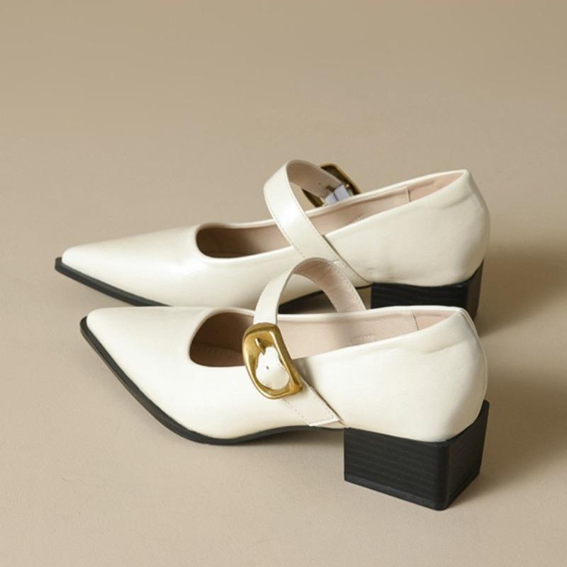 Fashion Temperament Women's Shoes Classics Black Mary Jane Shoe French Single Shoes for Women Pointed Toe Small Leather Shoe Dress Shoes