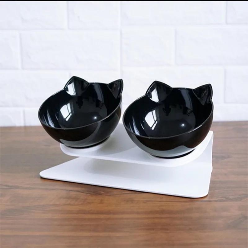 Cat Double Bowl Tilted 15 ° Neck Protection Anti-splash Dog Bowl Automatic Water Dispenser Pet Supplies
