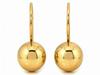 585 Gold Earrings, Elegant Shiny Half-spheres On a Longer Hook, 1.56g