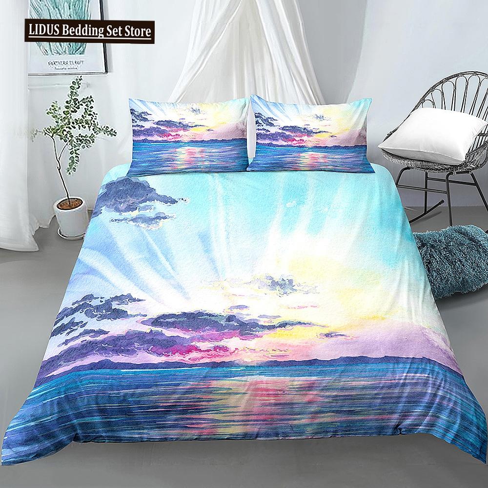 Beautiful Scenic Duvet Cover Set 3D Print Landscape Bedding Set Polyester Comforter Cover With Pillowcases For Kids Men Women