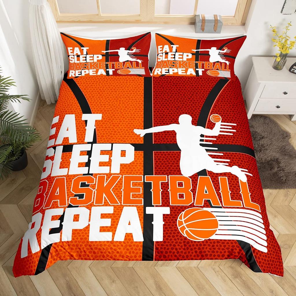 Basketball Duvet Cover Black Gold Bedding Set Black And Golden Basketball Court Design Comforter Cover Sports Games Quilt Cover