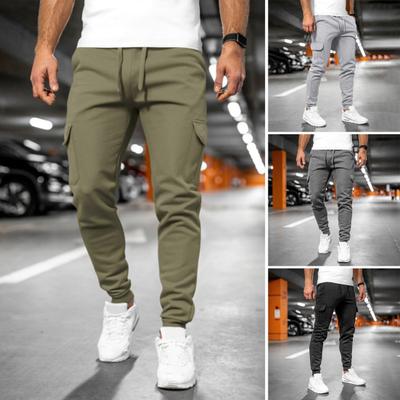 Herren Winter Sweatpants Kordelzug Taille Fleecegefütterte Jogginghose mit mehreren Taschen
