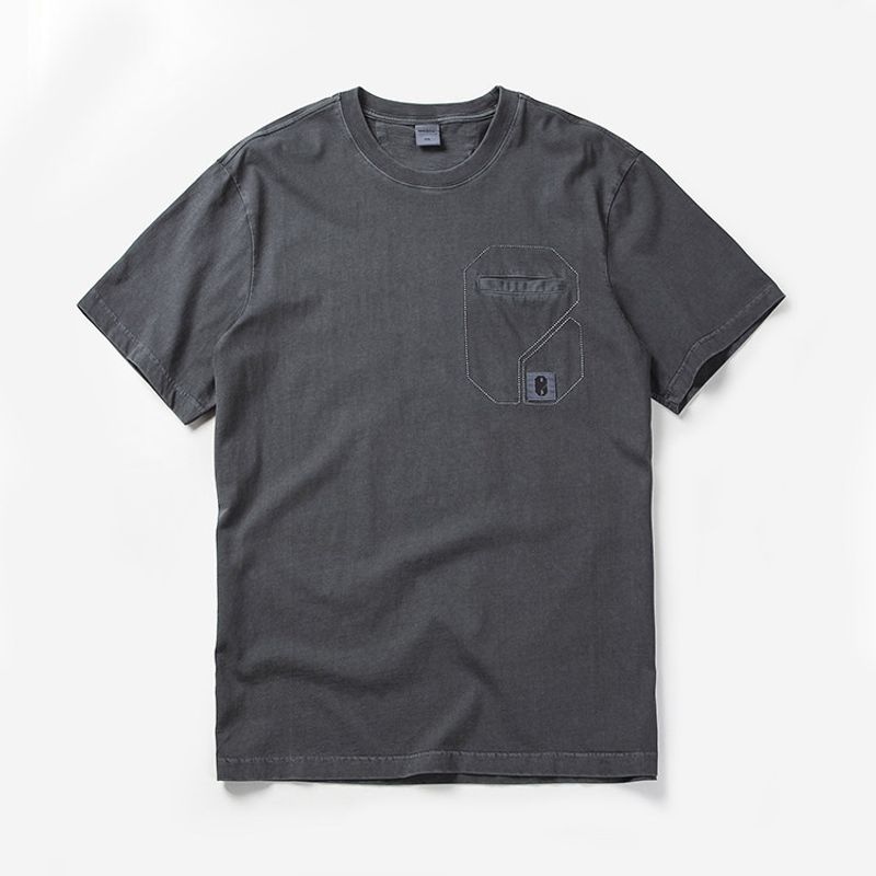 American Retro Heavyweight Loose Fit Pure Cotton Pocket T-Shirt Men's Short Sleeve Summer Base Layer Export Men's Clothing T-Shirt