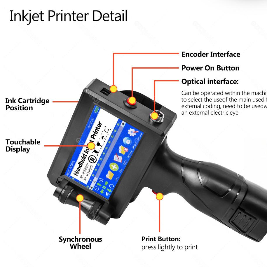 2-12.7mm 4.3inch Adjustable Printing Size Handheld Inkjet Printer Resistive Touch Color Screen Digital Automatic Coding Machine