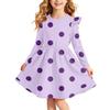 Girls Christmas Print Long Sleeve Dress with Sleeves for Holiday Party and