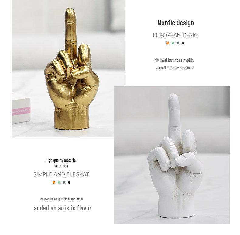American Middle Finger Gesture Resin Sculpture for Creative Home Decor
