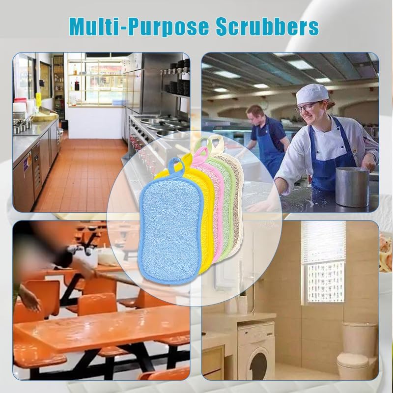 Multipurpose Scrub Sponges Kitchen Dish Sponge Non-Scratch Machine Sponge Household Cleaning for Dishes Pots and Pans 5 Pack Multicolorfor