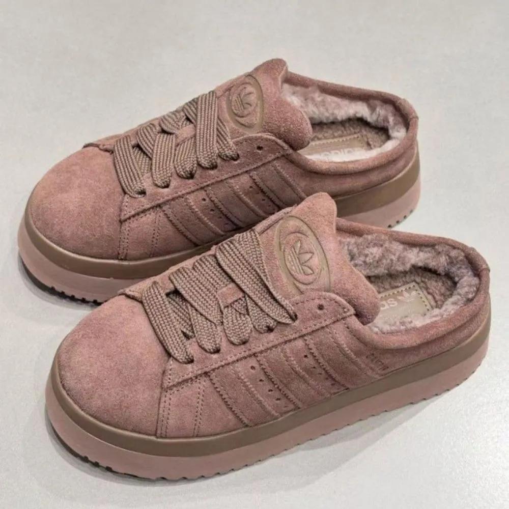 adidas furry slippers insulated boots winter shoes Campus 00s brown