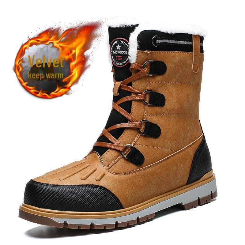 Men's High-Top Winter Snow Boots: Warm, Plus Velvet, Large Size, Casual Outdoor Footwear
