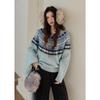 Damen Pullover im Fair Isle Jacquard-Muster, lockere Passform, Wollmischung