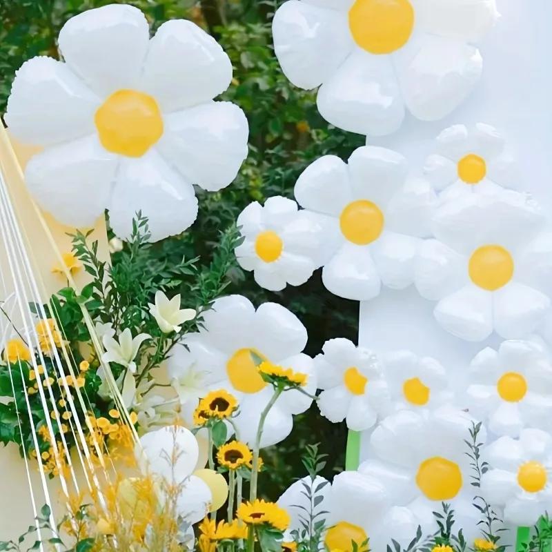 Large Daisy Foil Balloons White Sunflower Inflatable Balloon Baby Shower Wedding Party Decoration Supplies Globos Kids Gifts Toy