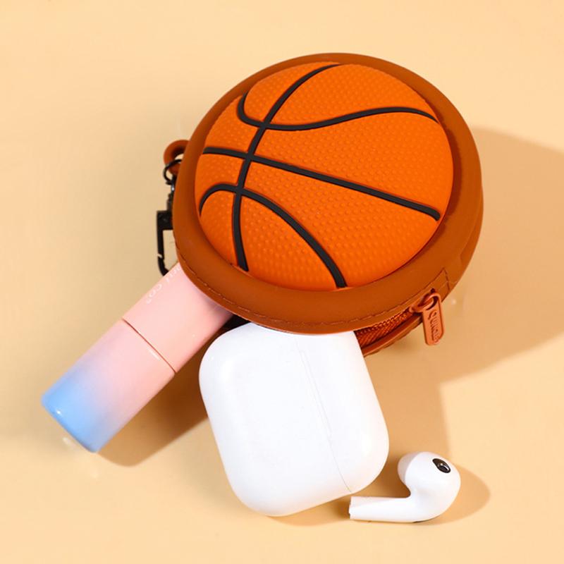 WTEMPO Creative Sporty Mini Coin Purse Ball Series Zipper Soft Storage Bag DIY Casual Headphone Case and Hanging Accessory Various Ball Game Souvenirs
