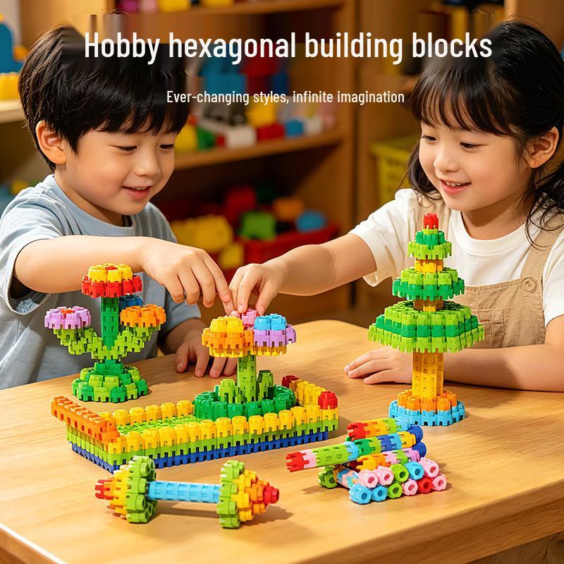Hexagonal Building Blocks: DIY Educational Toy with Storage Box for 3D Architecture Assembly