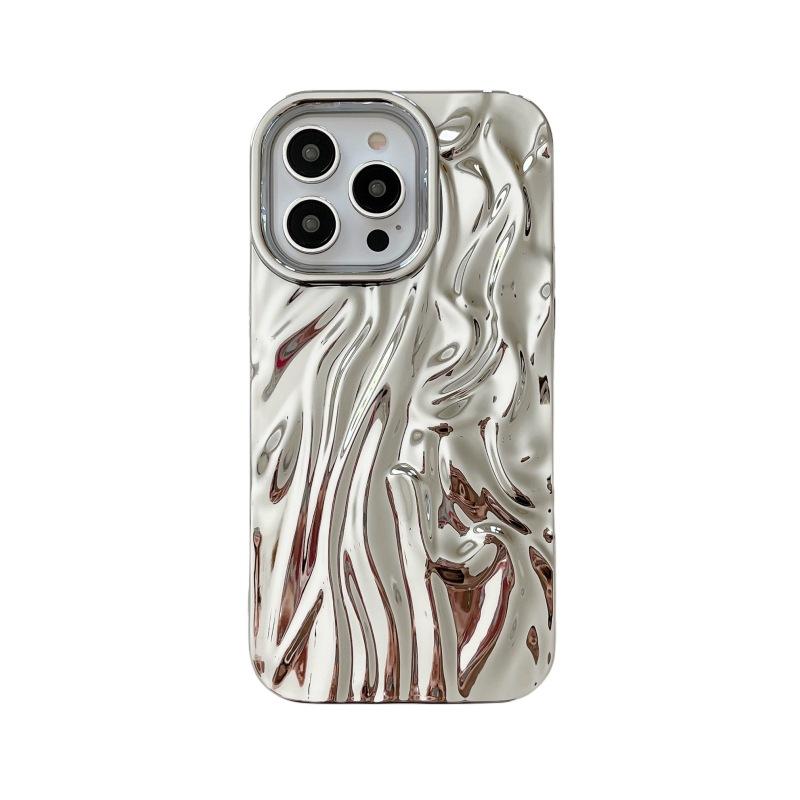 Solid Color Electroplated Wrinkle Texture Compatible with iPhone 17 Pro Max Phone Case Apple 16 New Model 14/15 High-end Feel