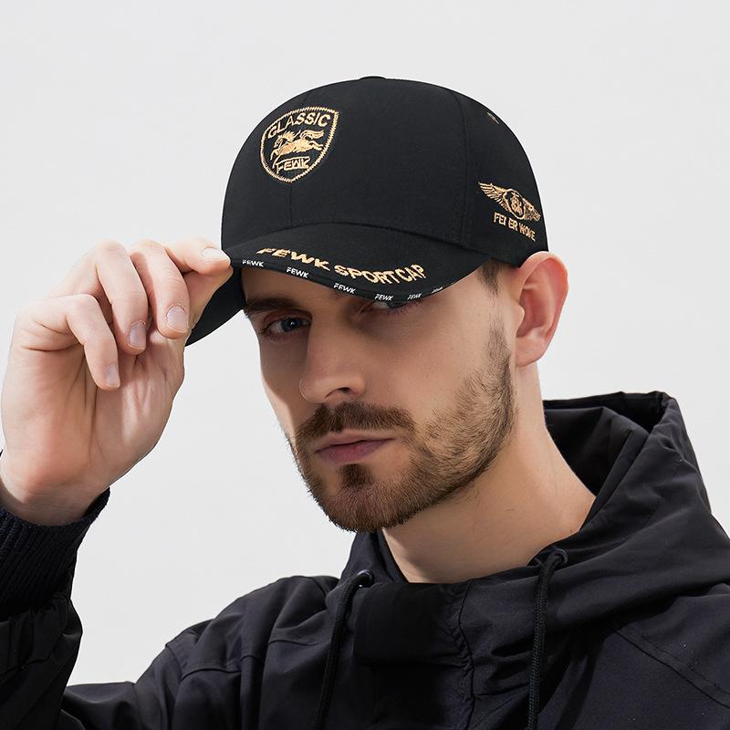 Spring Hard Top Shaped Baseball Cap Embroidered Shield Sunshade Sunscreen Cap чёрный