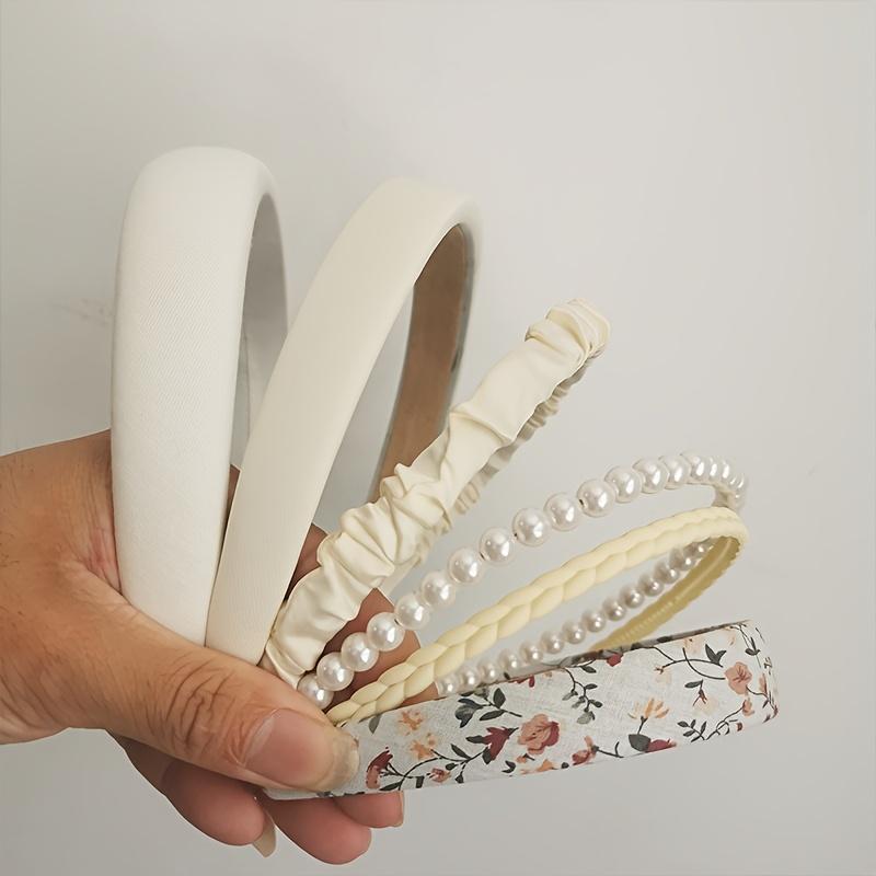 High qualityVintage Hong Kong Style Floral Plaid Headband, Korean Version, Cute and Versatile Headband for Women with Round Faces, 6pcs Set