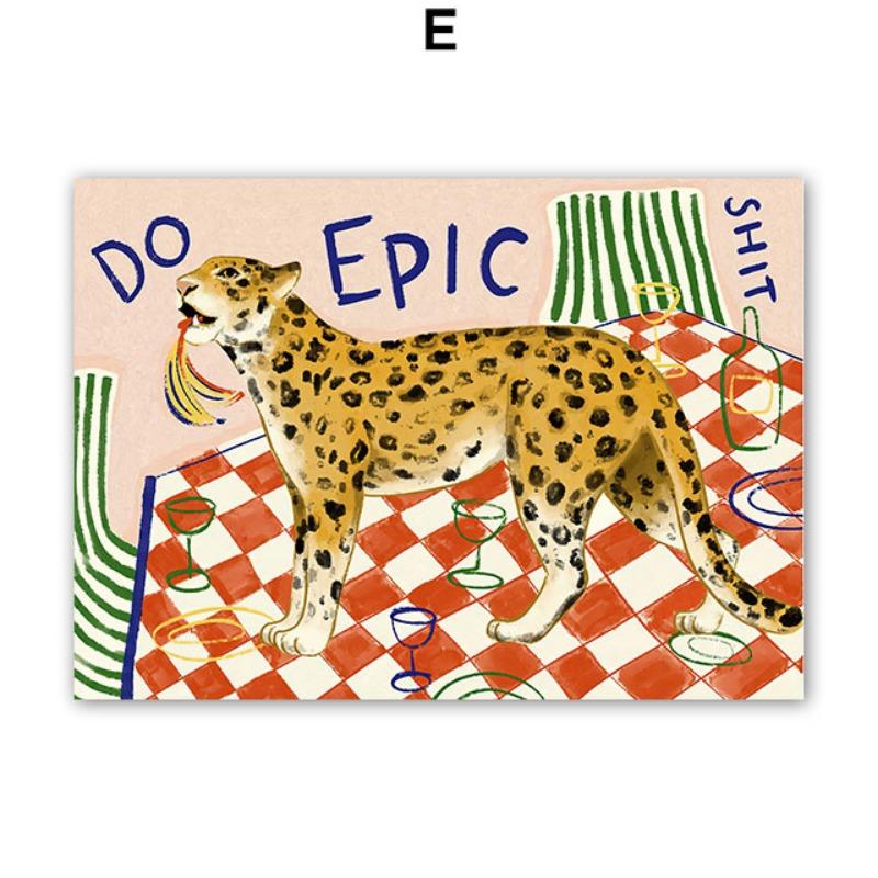 Girl Bear Leopard Cat Dog Flowers Abstract Posters And Prints Wall Art Canvas Painting Pictures Hotel Bar For Living Room Decor