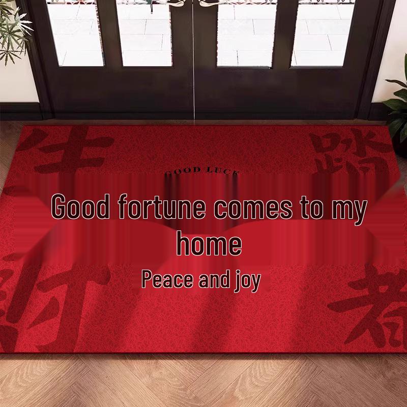 Red Coil Entrance Floor Mat - Cuttable, Dirt-Resistant Carpet for Hallways and Celebrations